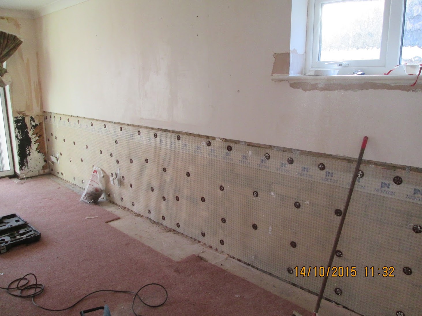 Basement room lined with membrane