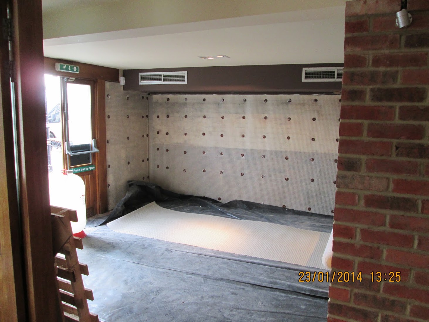 Refinished floor after waterproofing works