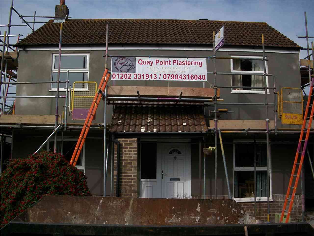 Scaffolded external works in progress